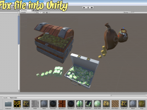 Game set of treasures low poly hand painted game ready Model 3D