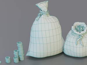 Game set of treasures low poly hand painted game ready Model 3D