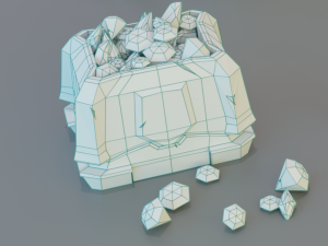 Game set of treasures low poly hand painted game ready Model 3D