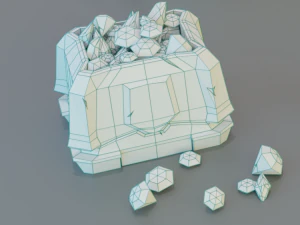 Game set of treasures low poly hand painted game ready 3D Model