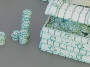 Game set of treasures low poly hand painted game ready Model 3D