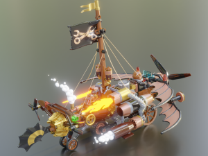 Steampunk Lego Jet with robohelper 3D Model