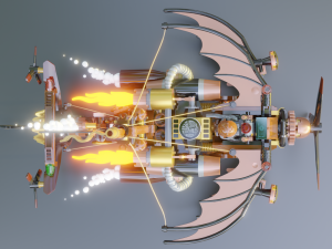 Steampunk Lego Jet with robohelper 3D Model