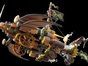 Steampunk Lego Jet with robohelper 3D Model