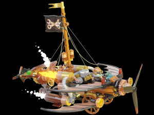 Steampunk Lego Jet with robohelper 3D Model
