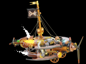 Steampunk Lego Jet with robohelper 3D Model