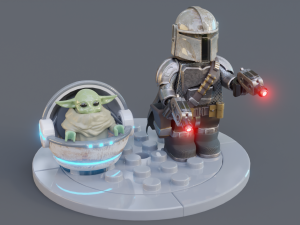 Lego Mandalorian and Grogu 3D Model