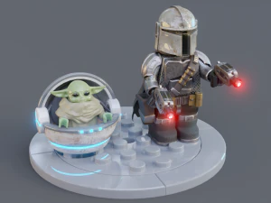 Lego Mandalorian and Grogu 3D Model