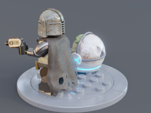 Lego Mandalorian and Grogu 3D Модель