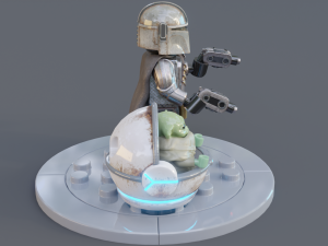Lego Mandalorian and Grogu 3D Модель