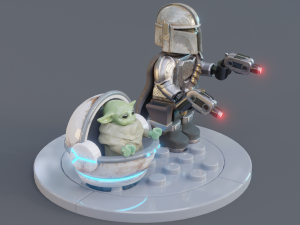 Lego Mandalorian and Grogu 3D Модель