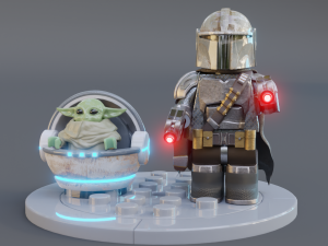 Lego Mandalorian and Grogu 3D Модель