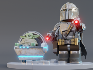 Lego Mandalorian and Grogu 3D Модель