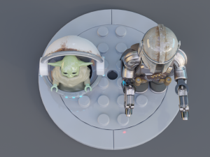 Lego Mandalorian and Grogu 3D Модель