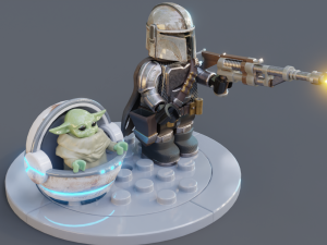 Lego Mandalorian and Grogu 3D Модель