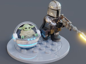 Lego Mandalorian and Grogu 3D Модель