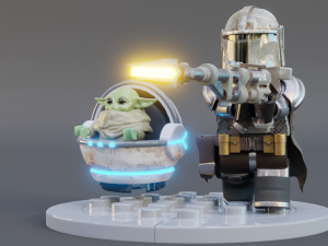 Lego Mandalorian and Grogu 3D Модель