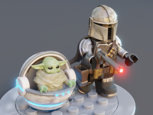 Lego Mandalorian and Grogu 3D Модель