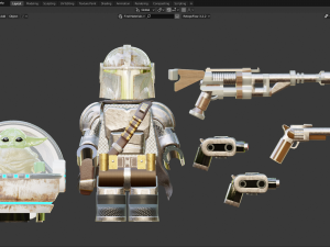 Lego Mandalorian and Grogu 3D Модель