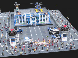 Lego Zombie ataca delegacia de pol&iacute;cia Modelo 3D