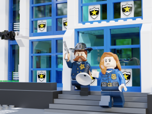 Lego Zombie attack on police station 3D मॉडल