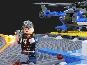 Lego Zombie attack on police station 3D Model