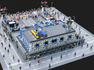 Lego Zombie attack on police station 3D मॉडल