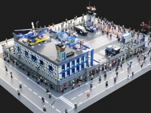 Lego Zombie attack on police station 3D मॉडल