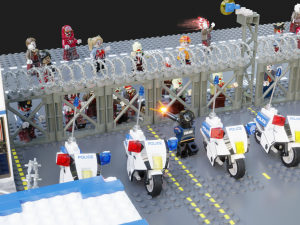Lego Zombie attack on police station 3D in 3DExport