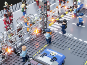 Lego Zombie attack on police station 3D मॉडल
