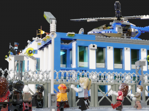 Lego Zombie attack on police station 3D in 3DExport