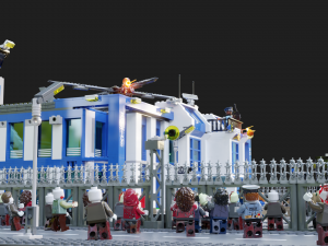 Lego Zombie attack on police station 3D मॉडल