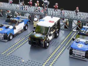 Lego Zombie attack on police station 3D Model