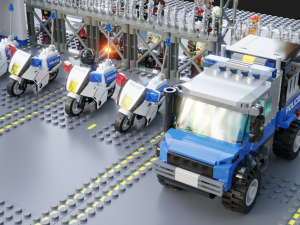 Lego Zombie attack on police station 3D मॉडल