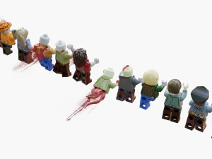 Lego wrecked and bloody zombie set 3D Model