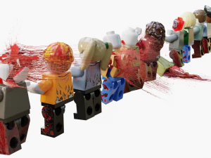 Lego wrecked and bloody zombie set 3D Model