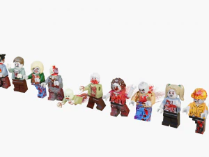 Lego wrecked and bloody zombie set 3D Model