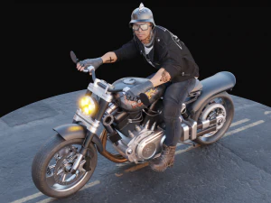 Rowerzysta na motocyklu Model 3D