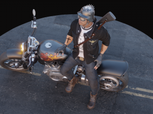 Biker on motorcycle 3D Model
