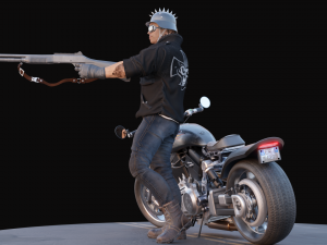 Biker on motorcycle 3D Model