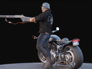 Biker on motorcycle 3D Model