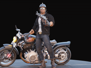 Biker on motorcycle 3D Model
