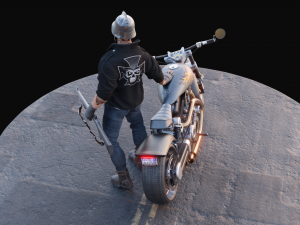 Biker on motorcycle 3D Model