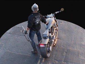 Biker on motorcycle 3D Model