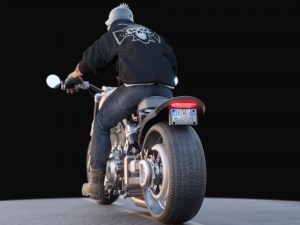 Biker on motorcycle 3D Model