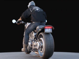 Biker on motorcycle 3D Model