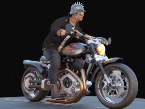 Biker on motorcycle 3D Model