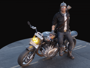 Biker on motorcycle 3D Model