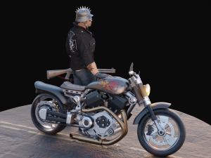 Biker on motorcycle 3D Model