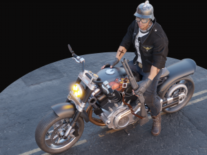 Biker on motorcycle 3D Model